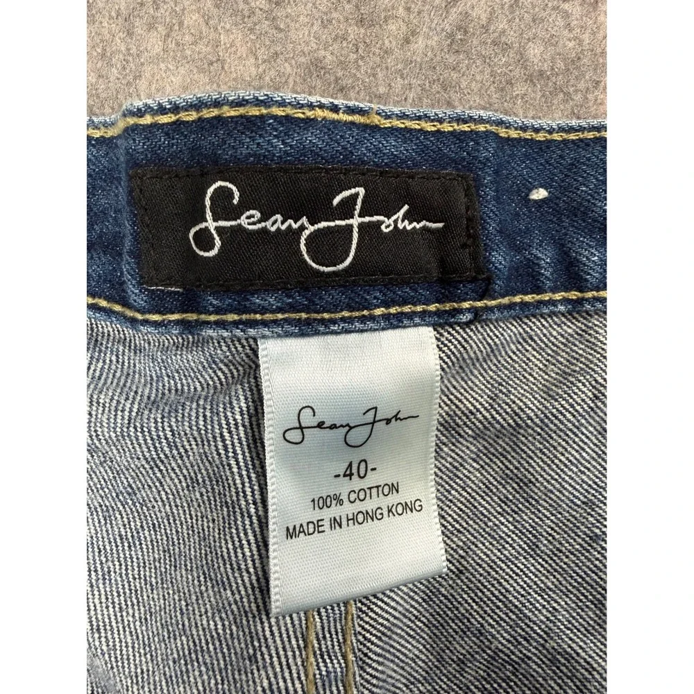 Sean John Vintage Mens Denim Carpenter Shorts Blue Baggy Y2K Size 40